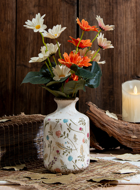 孤品复古陶瓷花瓶摆件客厅插花创意田园风北欧小装饰品轻奢高级感
