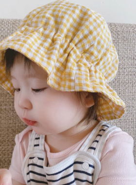 婴儿遮阳帽可爱宝宝帽子夏季薄款新品女防晒太阳渔夫帽儿童男春夏