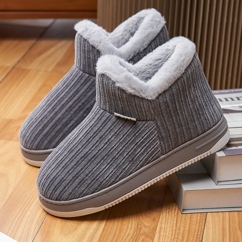 冬季加绒加厚底棉拖鞋高帮男女士老年人大码包跟室内家居防滑保暖