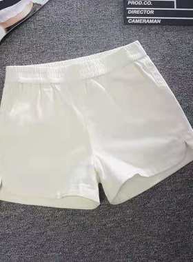 棉麻非常短的短裤女运动显瘦夏季遮肚2023新款夏装薄麻料大码白色