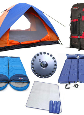 正品特价 户外露营双层双开门双人帐篷套装登山包套餐全套装备