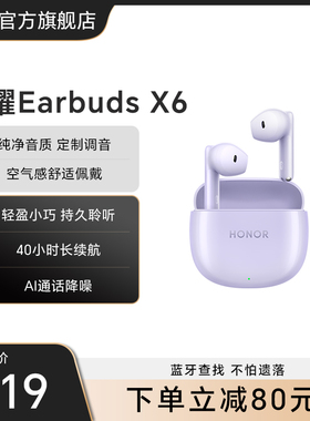 荣耀Earbuds X6无线蓝牙耳机通话降噪舒适佩戴入耳式运动
