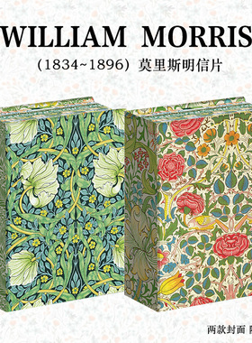 现货包邮【两款封面随机发一】  William Morris 100 postcards 现代设计之父 威廉·莫里斯 高清名作花纹设计合集 100张明信片