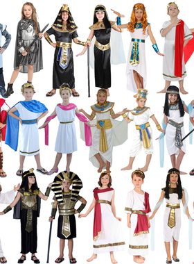 圣诞节儿童男COS希腊罗马武士披风 古埃及女童公主王子衣服装扮