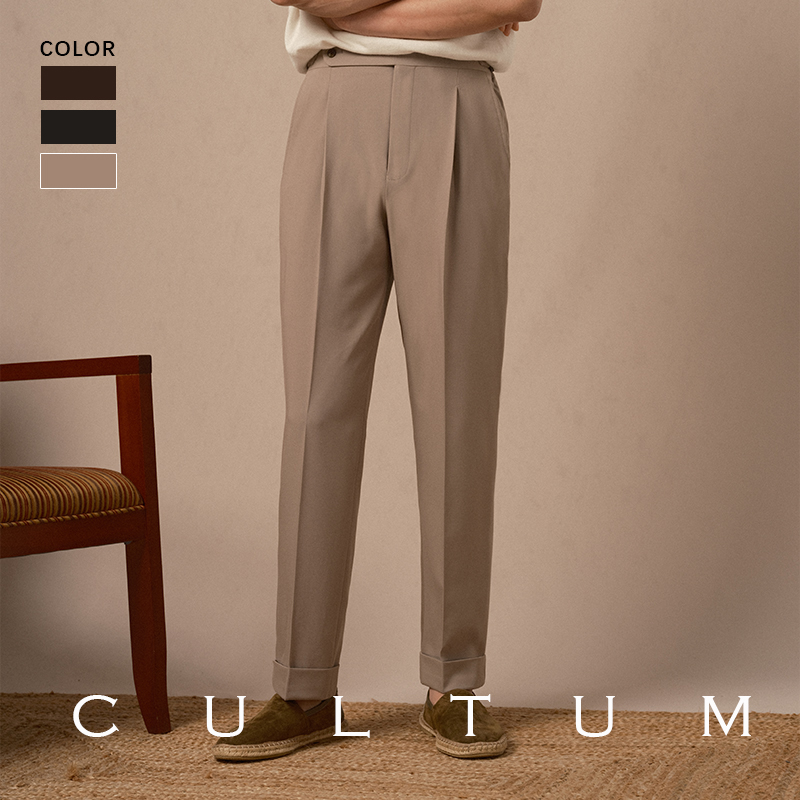 【凉感纤维轻薄透气】CULTUM免烫意式单褶西裤男商务休闲弹力裤子