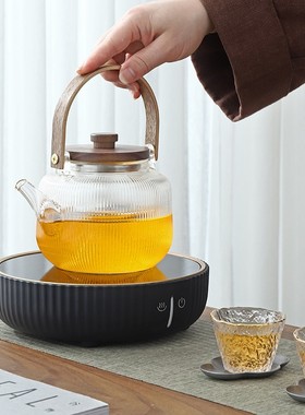 煮茶壶家用电陶炉专用蒸煮茶器大容量玻璃泡茶单壶养生围炉烧水壶