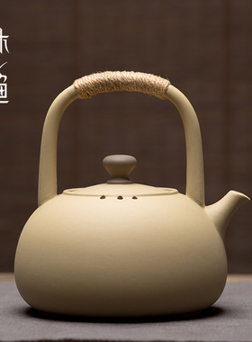 日式紫砂连把提梁壶煮茶壶陶瓷烧水壶煮茶器陶壶家用炭炉功夫茶具