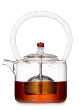 2018新品耐高温玻璃煮茶壶家用泡茶壶过厚玻璃壶加滤烧水壶彩把壶