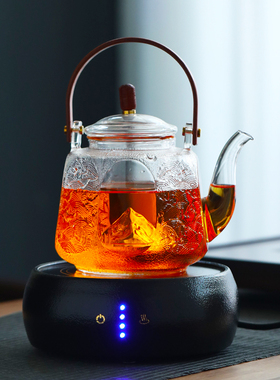 煮茶炉电陶炉玻璃烧水壶泡茶壶蒸茶器煮茶器白茶花茶养生茶具套装