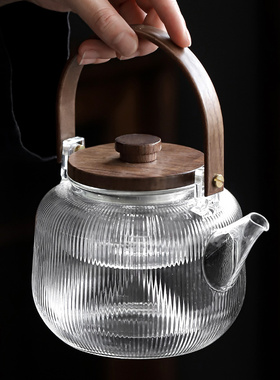 尚言坊煮茶壶玻璃烧水壶泡茶壶高硼硅耐高温复古电陶炉日式蒸汽壶
