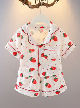 女宝宝睡衣夏季1-3-2岁女童薄款棉绸空调服儿童长袖家居服套装潮4
