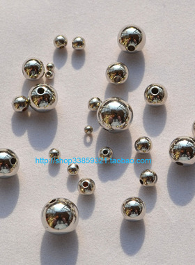 DIY饰品配件 串珠材料3-12MM电镀珠白K色亚克力珠隔珠 1份20克