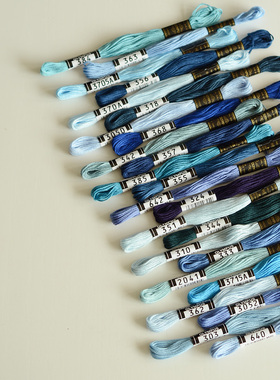日本OLYMPUS奥林巴斯25号刺绣线 蓝色系 纯棉线法式绣线434色全