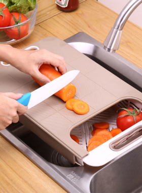 家用伸缩多功能水槽切菜板切水果蔬菜砧占板厨房小案板沥水收纳篮
