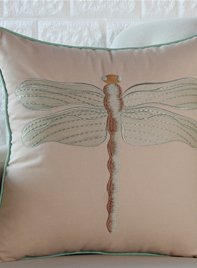 美式奢华纯棉刺绣抱枕套不含芯正方形北欧风沙发抱枕靠垫客厅靠枕