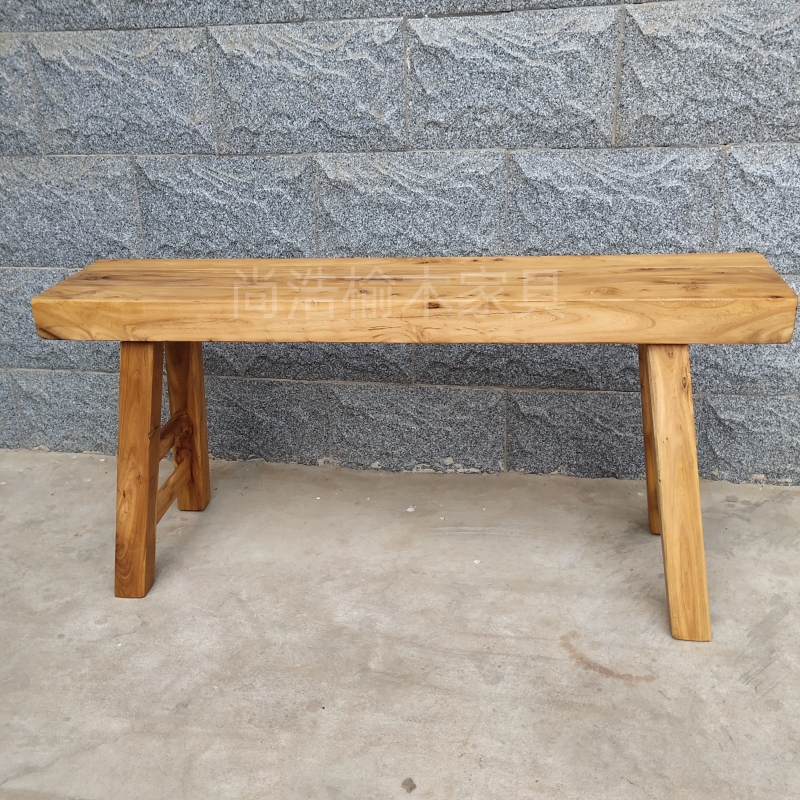 老榆木长条凳子纯实木板凳小椅子客厅家用矮凳简约原木卧室长木凳