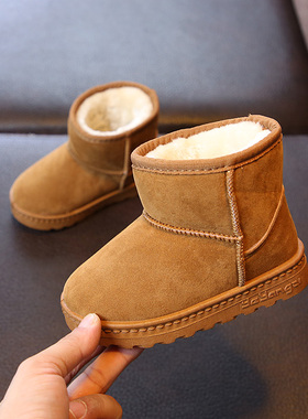 儿童雪地靴男童女童小童冬季棉靴婴儿宝宝雪地棉加绒棉鞋短靴童鞋
