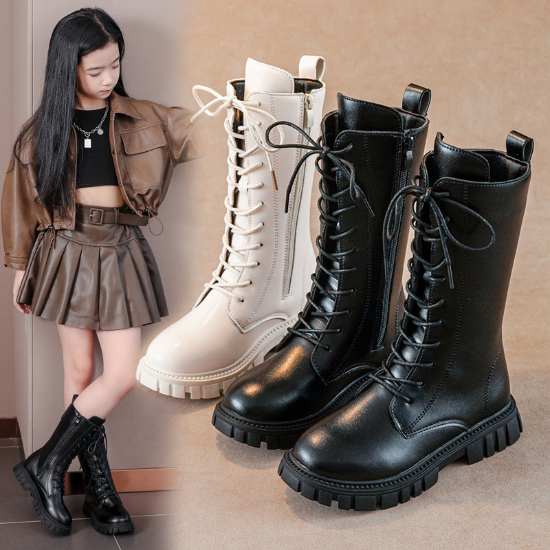 女童靴子冬季2023新款韩版英伦风儿童马丁靴小女孩高筒靴公主长靴