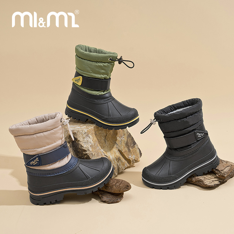 m1m2西班牙童鞋冬季儿童防护雪地靴男女童羊羔毛中筒防水防滑靴子