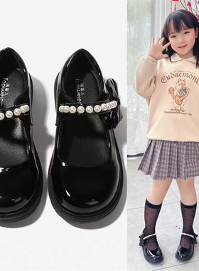女童黑色皮鞋秋冬季儿童玛丽珍公主鞋学生表演鞋校鞋演出棉鞋