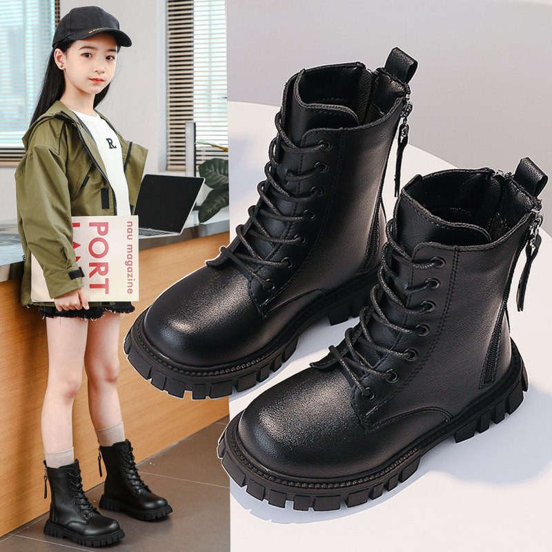 女童短靴冬季2023新款韩版英伦风儿童马丁靴加绒小女孩宝宝皮靴子