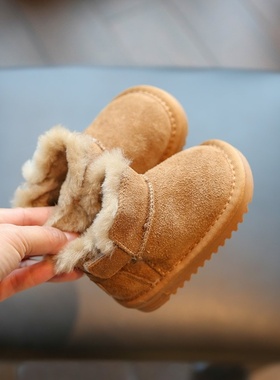 儿童雪地靴冬季男童雪地棉男宝宝鞋子婴儿棉鞋加绒保暖小童鞋女童