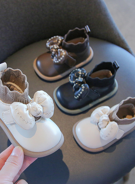 婴儿学步鞋子软底儿童鞋秋冬季公主女宝宝袜子鞋女童单鞋小童皮鞋