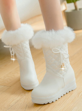 韩版中大童棉靴公主短靴儿童雪地靴小女孩童鞋秋冬季加绒女童靴子
