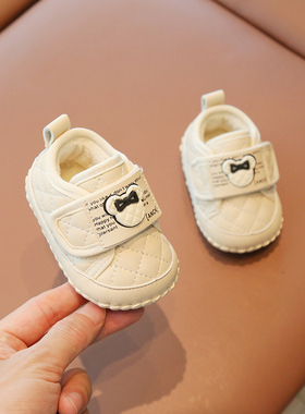 冬季一岁女宝宝学步鞋软底6-12个月婴儿棉鞋婴幼儿公主鞋子秋冬款