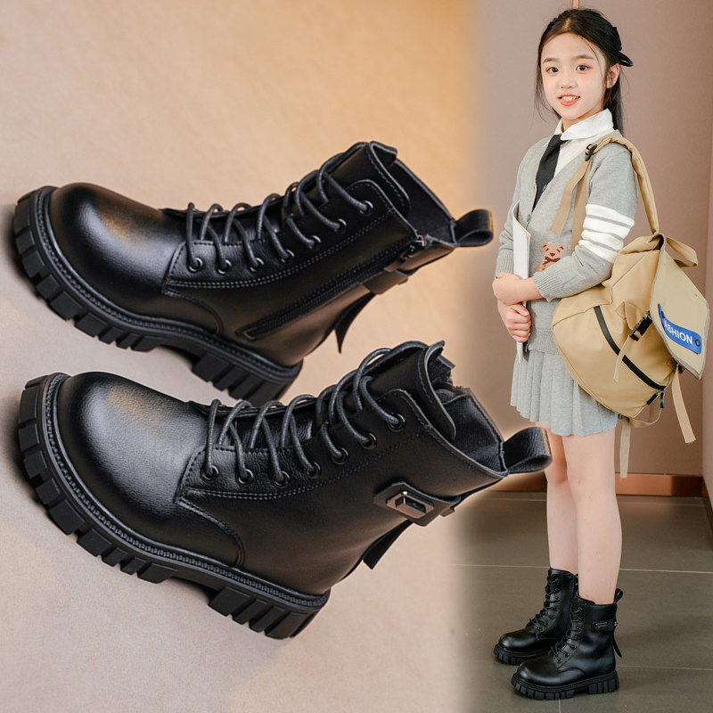 儿童马丁靴女童靴子冬季2023新款韩版英伦风小女孩单靴公主皮短靴