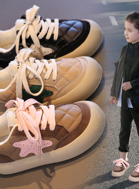 女童加绒板鞋2023冬季儿童新款软底二棉星星运动鞋中大童休闲童鞋