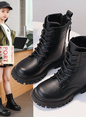 女童短靴冬季2023新款韩版英伦风儿童马丁靴加绒小女孩宝宝皮靴子