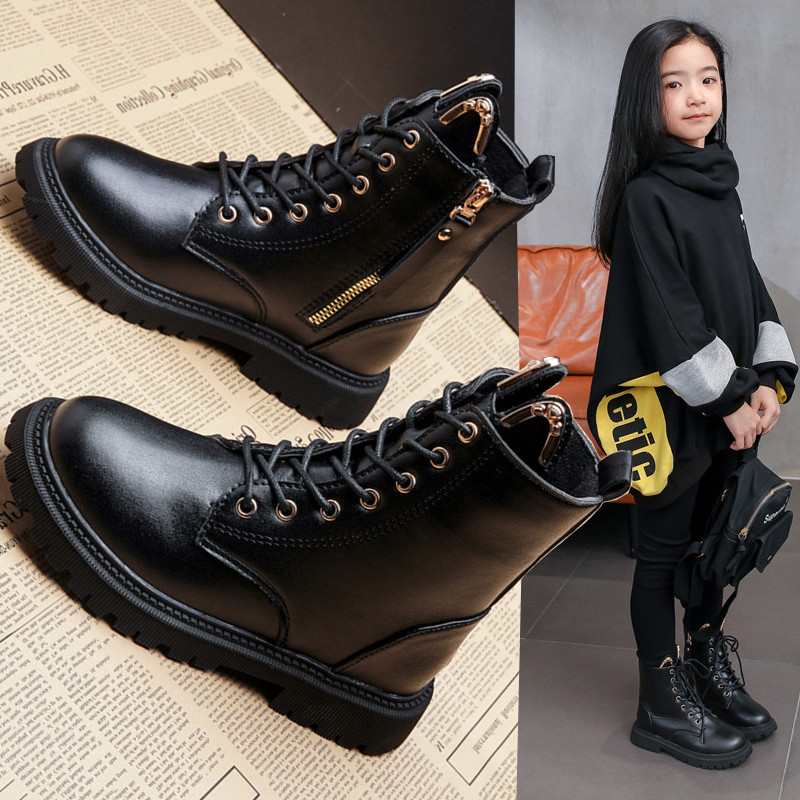 女童靴子冬季2023新款韩版英伦风儿童马丁靴女孩单靴高帮公主短靴