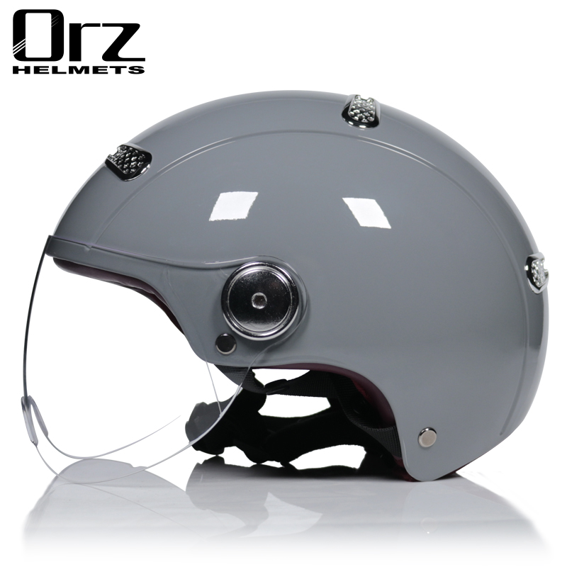 ORZ电动自行车头盔女男半盔电瓶车可爱头灰盔四季流行水泥灰