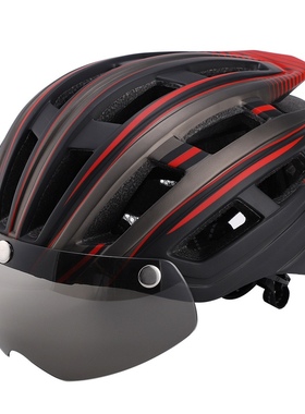 自行车头盔兼容眼镜带防虫网防风镜高密度公路单车头盔帽子带尾灯