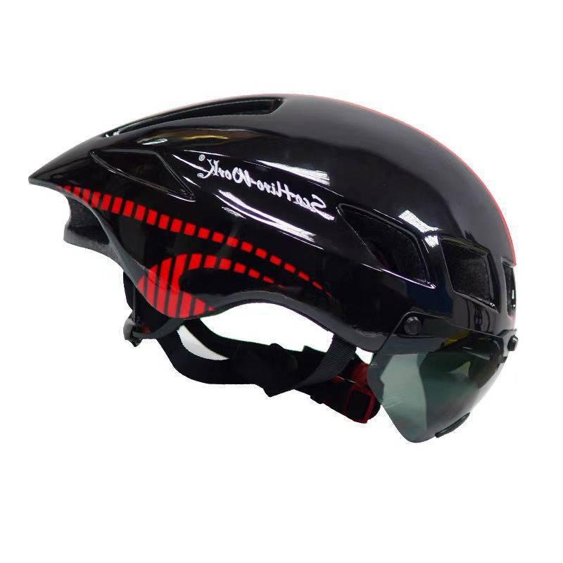 风镜自行车头盔一体成型山地公路气动风镜轮滑破风电动车头盔
