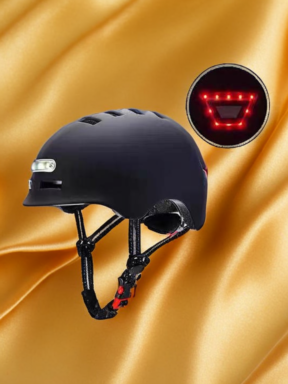 自行车骑行头盔智能照明警示灯LED山地公路车平衡轮滑板车安全帽