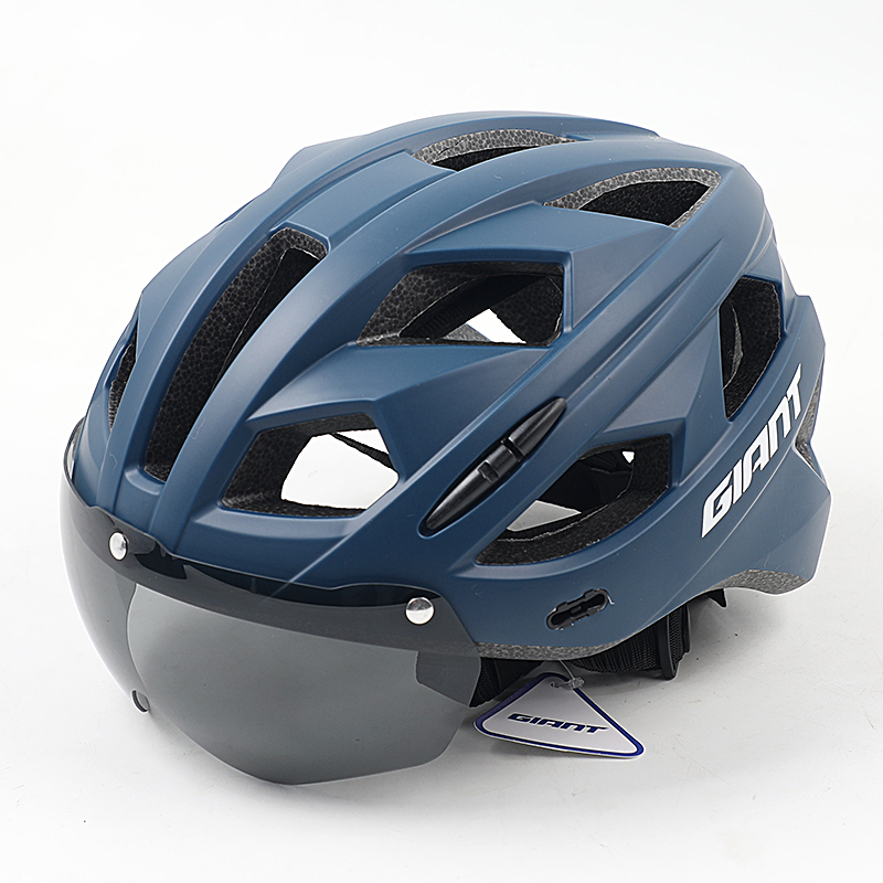 Giant捷安特自行车头盔带风镜一体成型山地公路车安全帽骑行装备