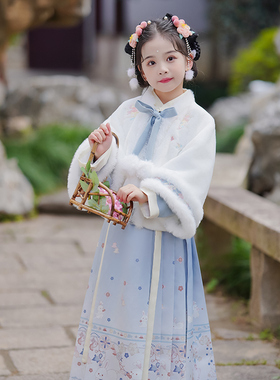 女童汉服拜年服冬款加厚中国风儿童古装唐装新年过年服马面裙冬季
