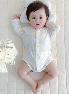 新生儿精棉莫代尔夏宝宝薄款空调服无骨和尚服长袖包庇衣婴儿衣服