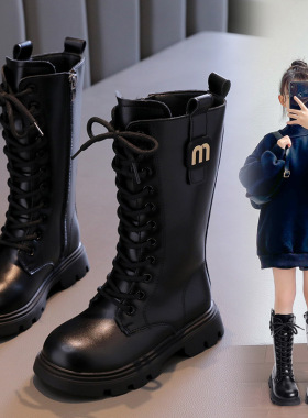 女童加绒高筒靴4冬季新款长靴英伦风儿童棉靴8岁小女孩保暖骑士靴