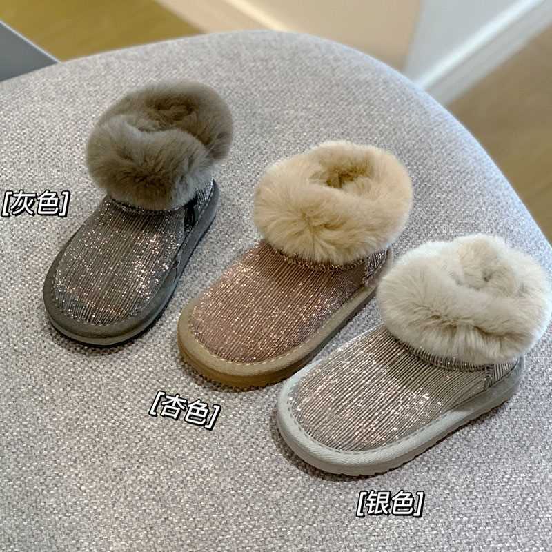 女童雪地靴冬季鞋子小童短靴保暖童鞋宝宝靴子儿童加绒加厚大棉鞋