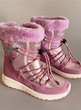外贸出口儿童女童雪地靴二棉加厚防滑防水保暖冬季棉靴短靴毛靴