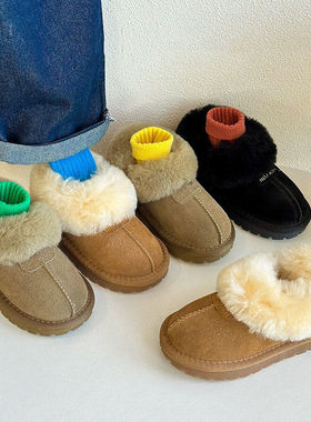 儿童雪地靴加绒加厚冬季新款女童大棉鞋男童棉靴防水防滑短靴