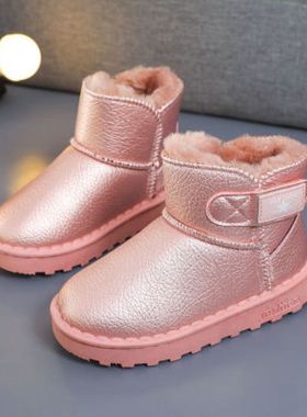 2021冬季新款儿童雪地靴防水女童棉鞋韩版中大童加绒保暖男童短靴