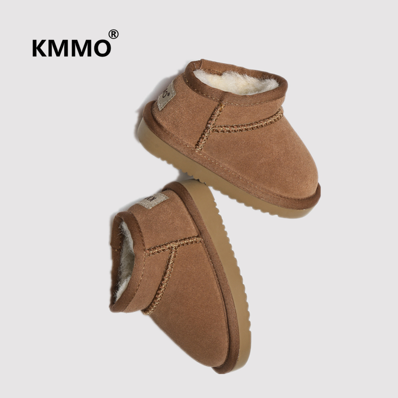 KMMO儿童雪地靴2023冬季新款加绒宝宝童鞋女童短靴防水棉靴男孩