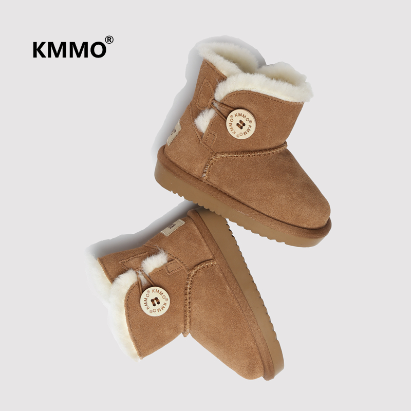 KMMO儿童雪地靴2023新款童靴男孩棉靴子宝宝冬季女童短靴防水童鞋