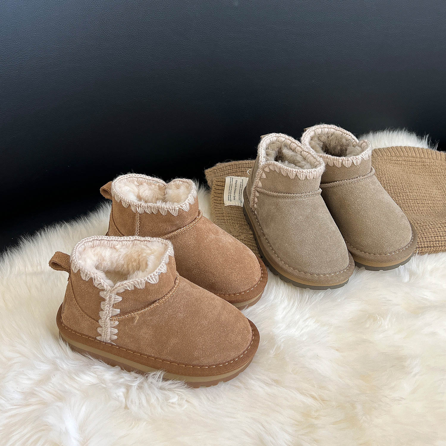 女童雪地靴韩版冬季新款2023年休闲鞋加绒加厚男童短靴儿童棉鞋