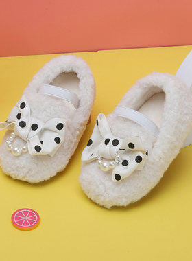 女宝宝公主鞋婴儿童棉鞋冬季新款保暖毛毛鞋女童韩版小童学步鞋子