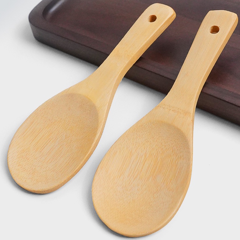 竹饭勺天然家用厨房烹饪用具带孔可挂方便勺铲手工打磨